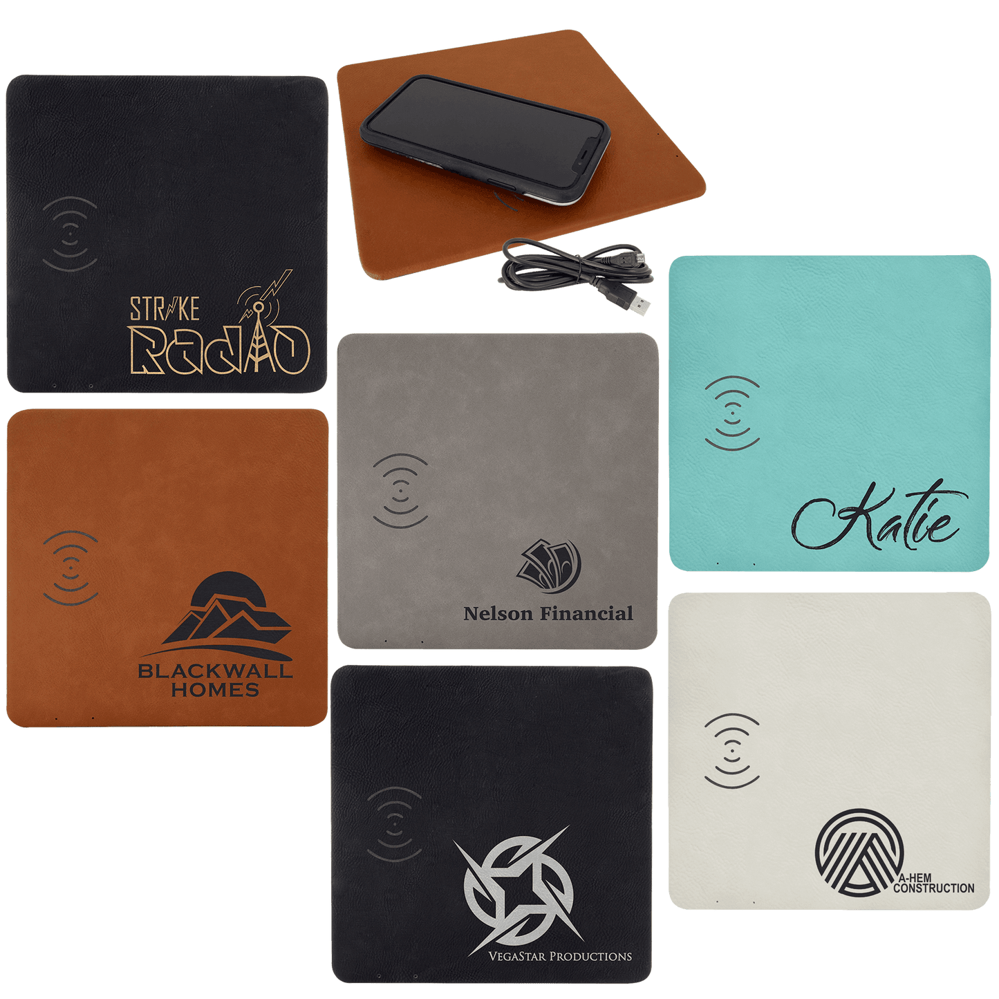 8" x 8" Leather Charging Mat