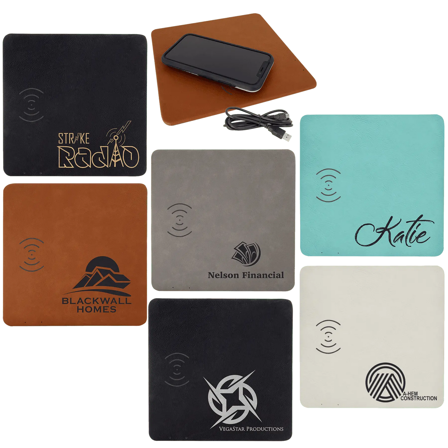 8" x 8" Leather Charging Mat The Leather Patch