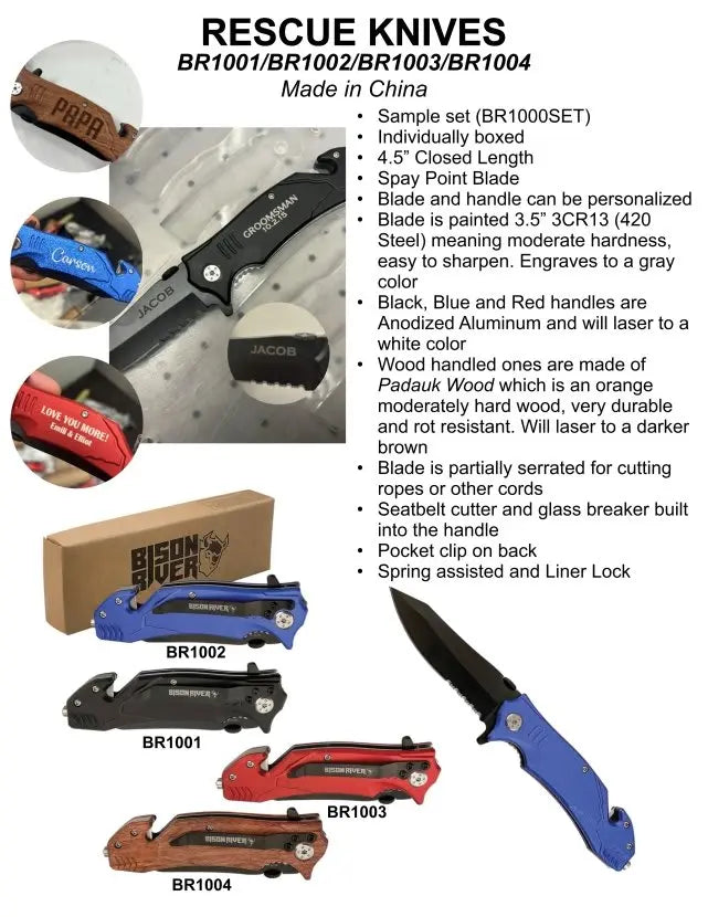 a brochure with a bunch of different types of knives