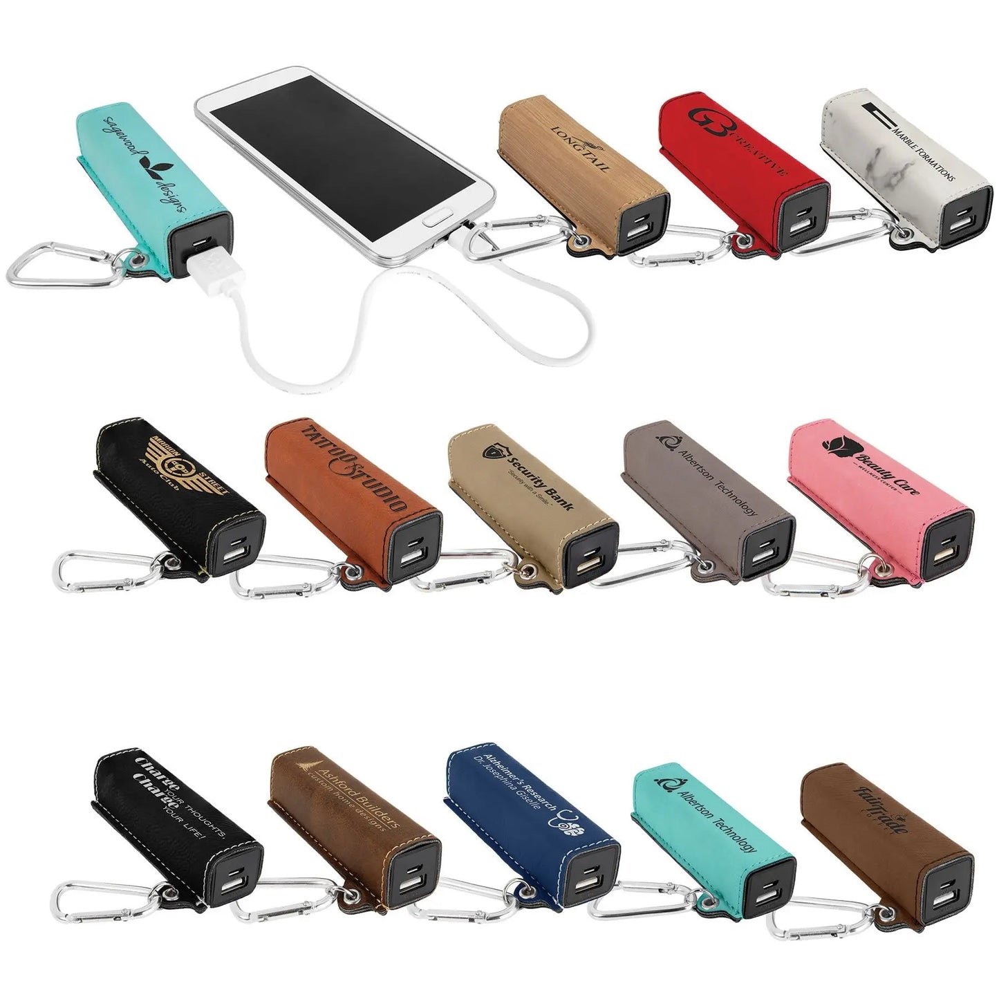 2200 mAh Power Bank with USB Cord The Leather Patch