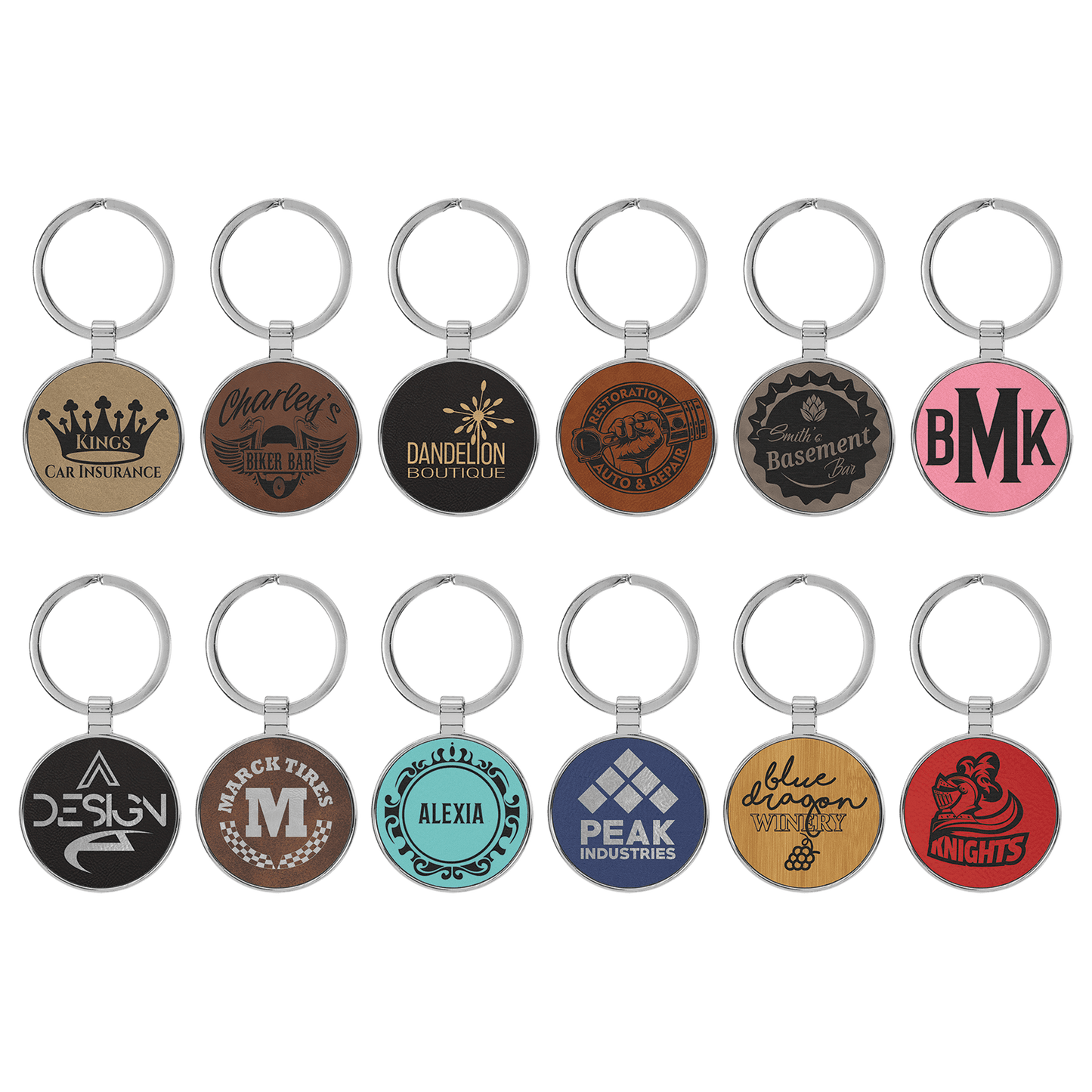 Circle Leather Keychains