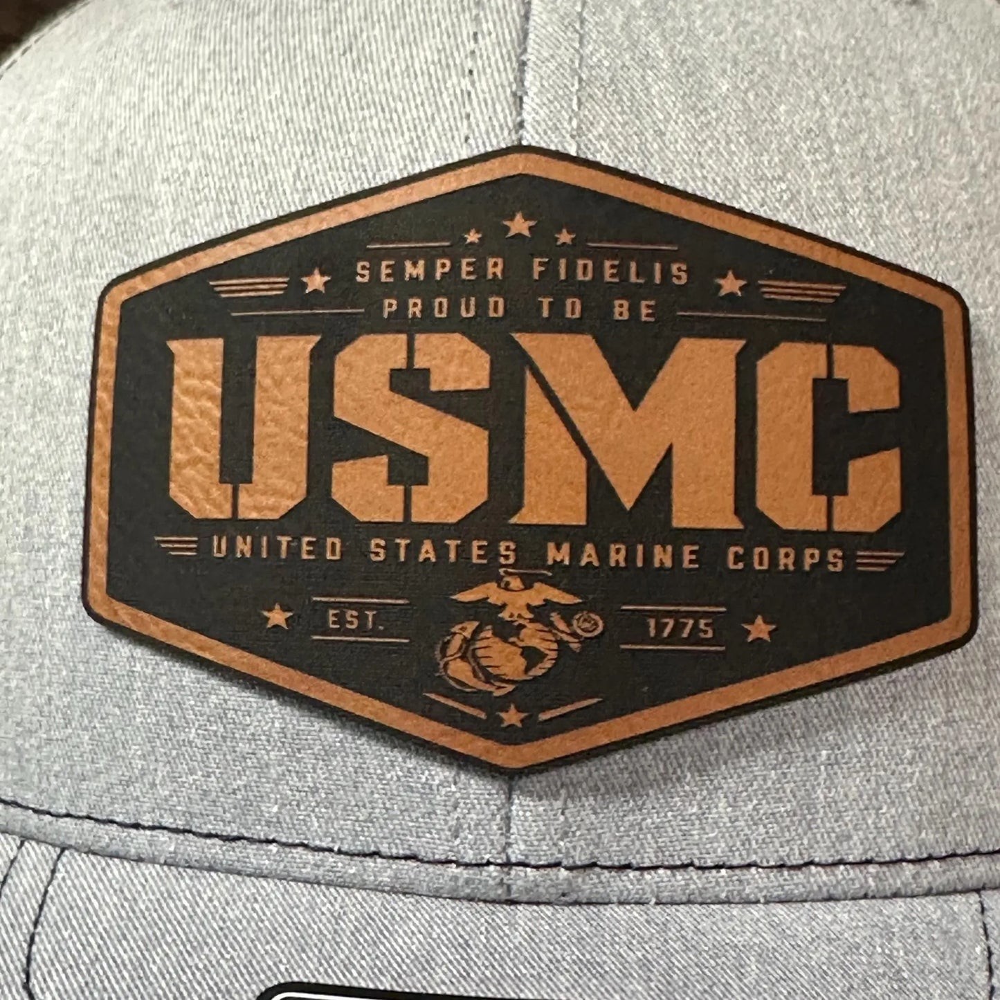 USMC Leather Patch Hat, Richardson 112 Trucker Hat