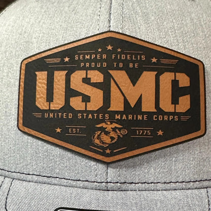 USMC Leather Patch Hat, Richardson 112 Trucker Hat