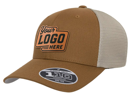 FlexFit 110 Trucker Hat + Leather Patch