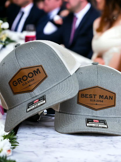 a couple of hats sitting on top of a table