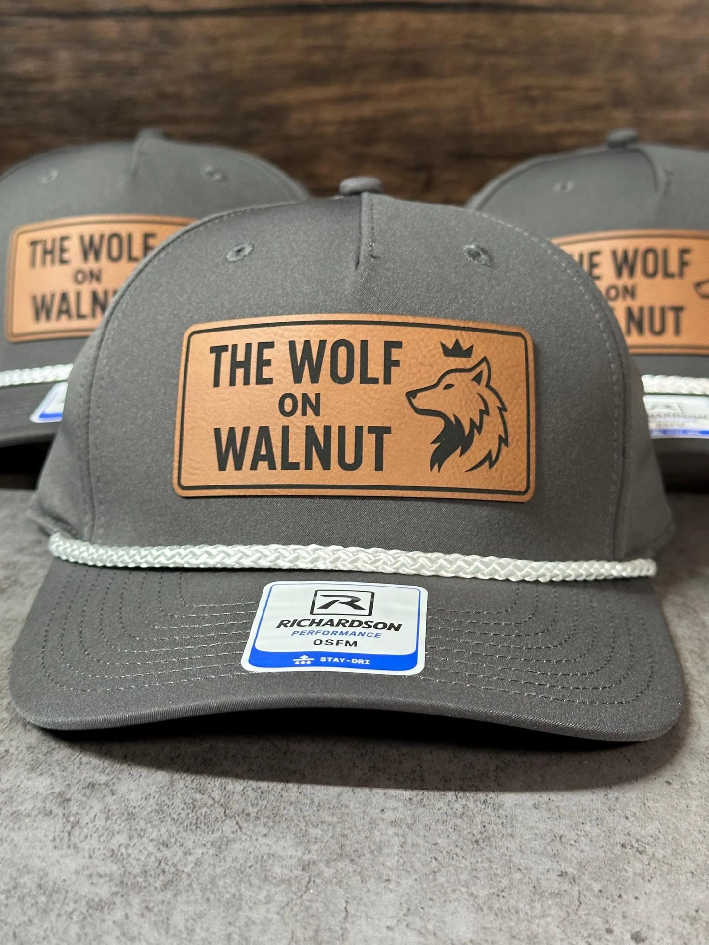Personalized business logo hat with leatherette patch
