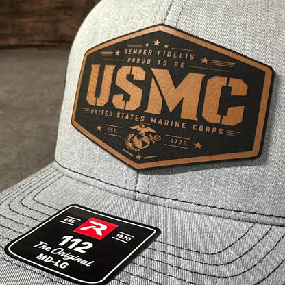 USMC Leather Patch Hat, Richardson 112 Trucker Hat