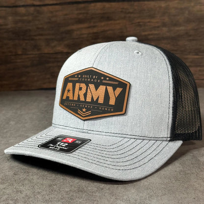 Army Leather Patch Hat, Richardson 112 Trucker Hat