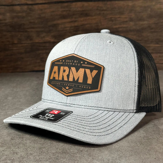 Army Leather Patch Hat, Richardson 112 Trucker Hat