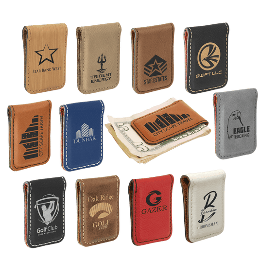 a group of wallets with different logos on them