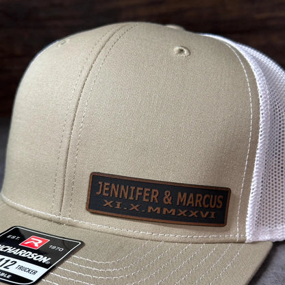 Personalized Wedding Side Patch Hats | Custom Couple Name Trucker Cap