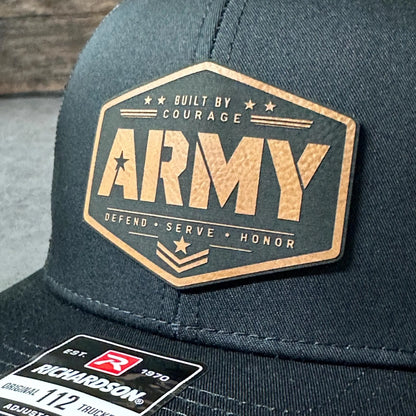 Army Leather Patch Hat, Richardson 112 Trucker Hat
