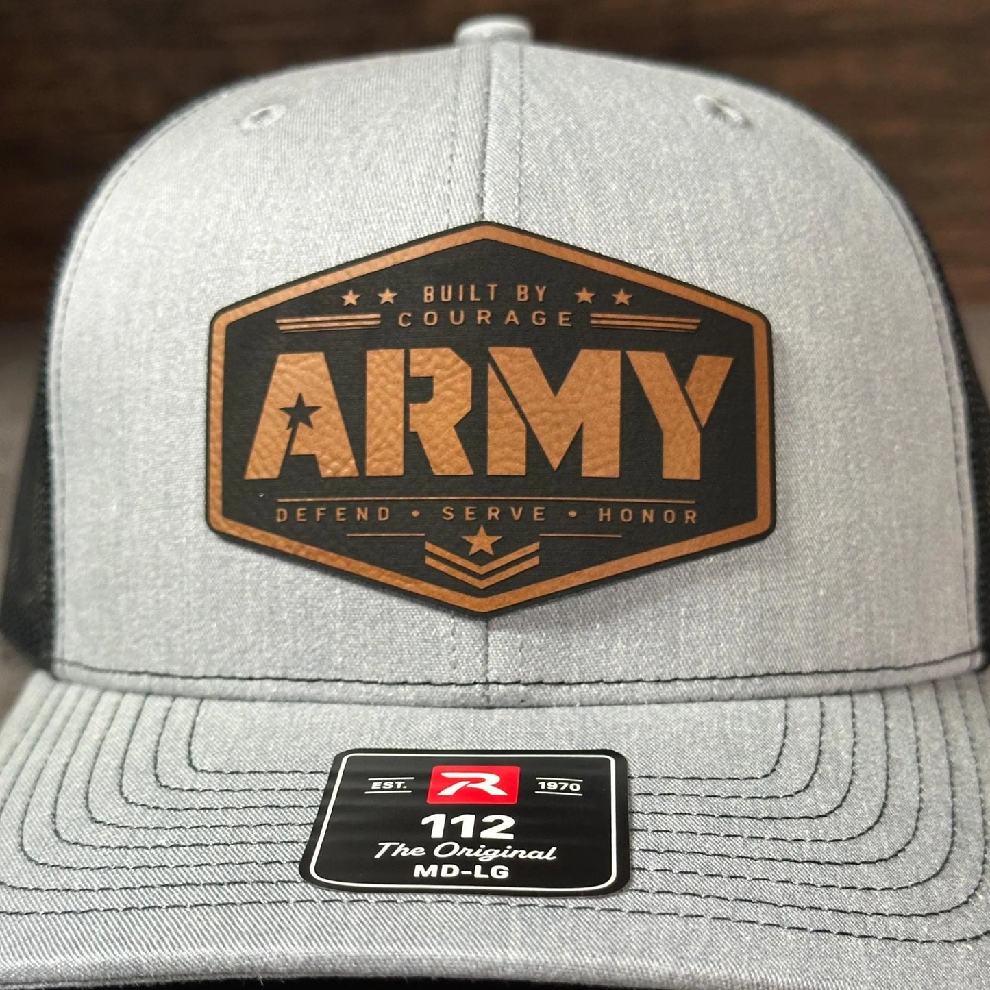 Army Leather Patch Hat, Richardson 112 Trucker Hat