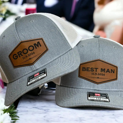 a couple of hats sitting on top of a table