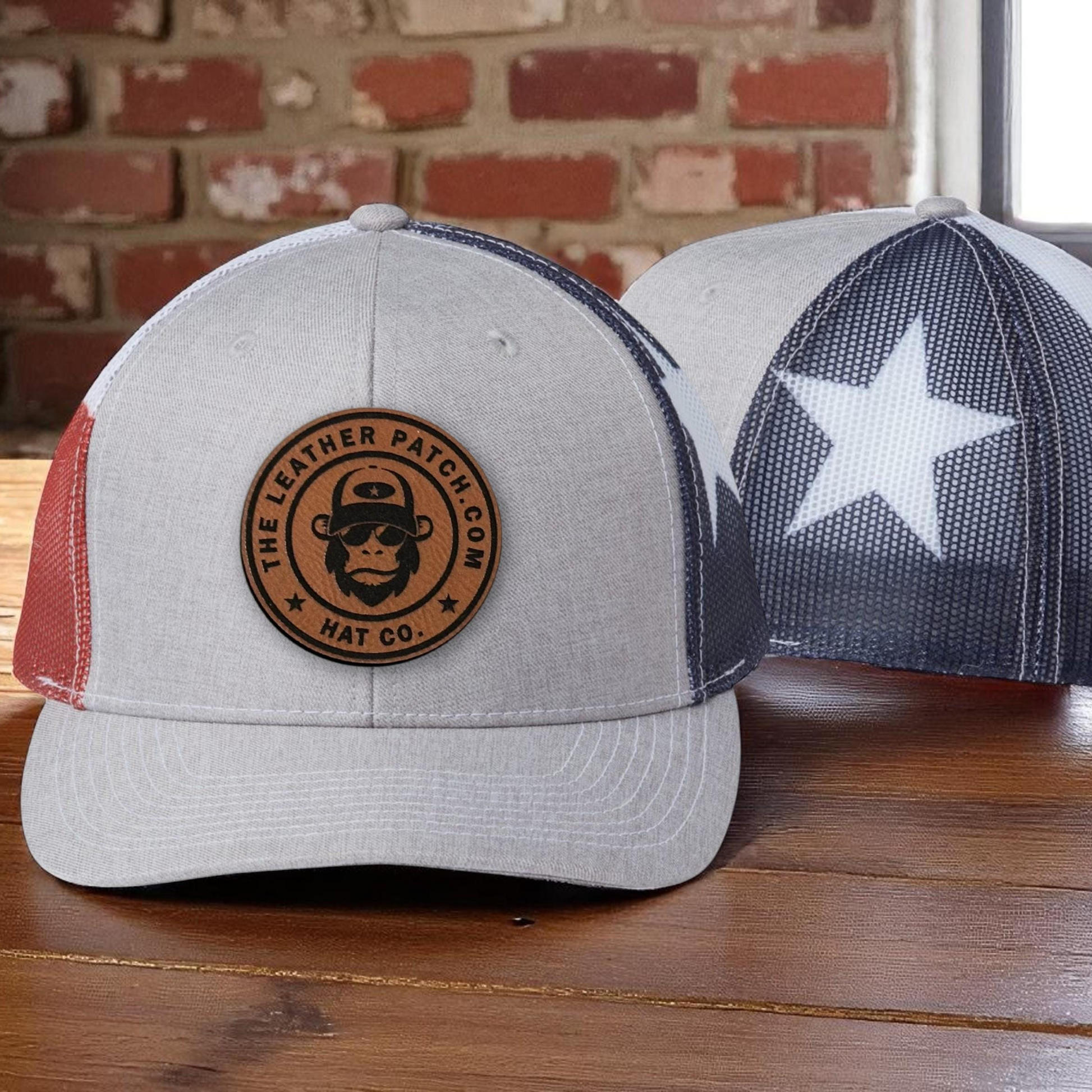 Custom Trucker Hat Leather Patch Design Premium Quality Construction Structured Six Panel Style Mesh Back Ventilation Cotton Front Comfort Snapback Closure Perfect Fit Texas Flag Detail Professional Logo Customization Multiple Patch Options