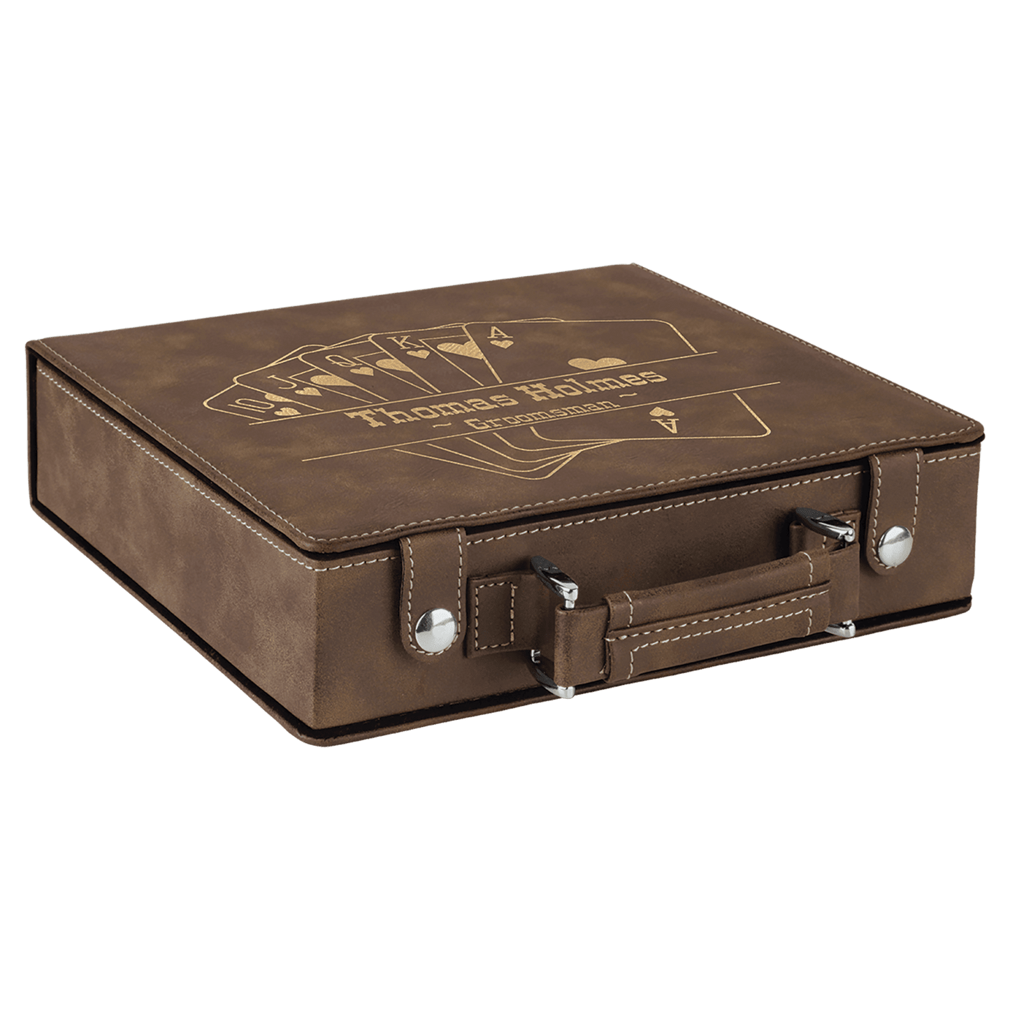 a brown suitcase with a drawing on it