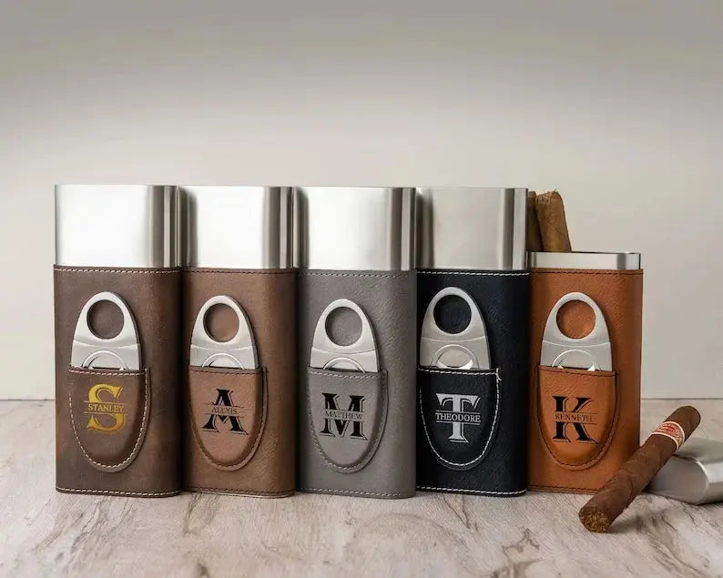 Leather Cigar Case with Cutter The Leather Patch