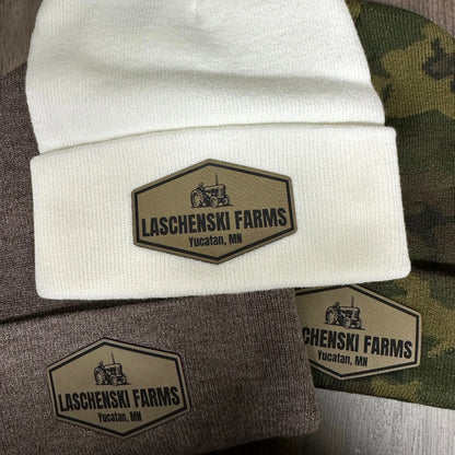 Cuffed Beanie with Leather Patch