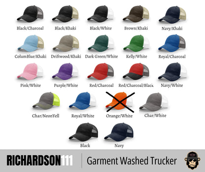 Richardson 111 Garment Washed Trucker + Custom Patch