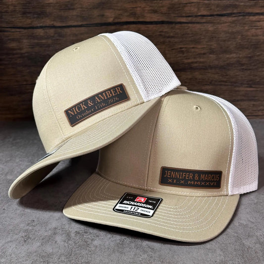 Personalized Wedding Side Patch Hats | Custom Couple Name Trucker Cap