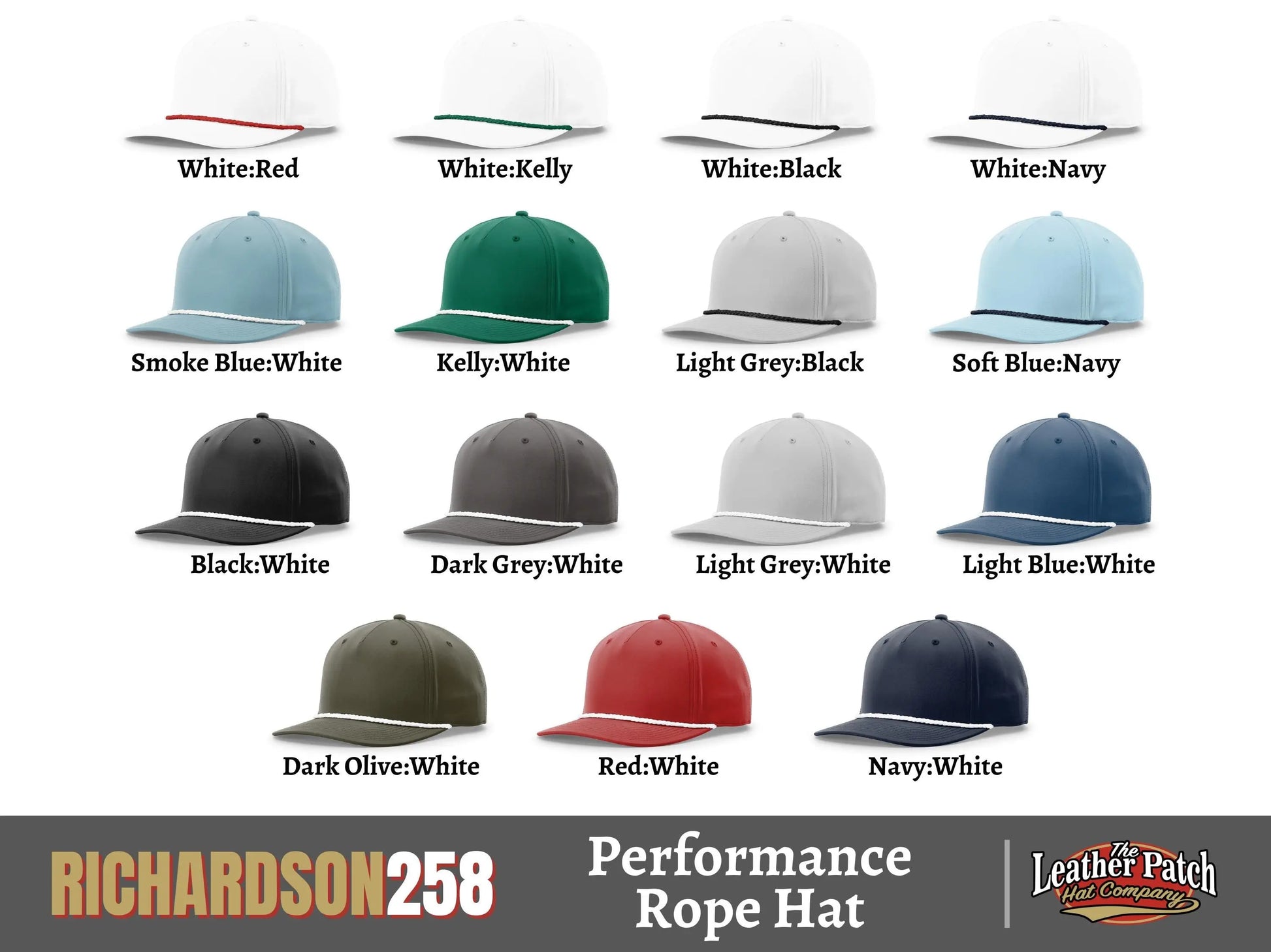 Custom Leather Patch Richardson 258 Performance Rope Hat with personalized logo