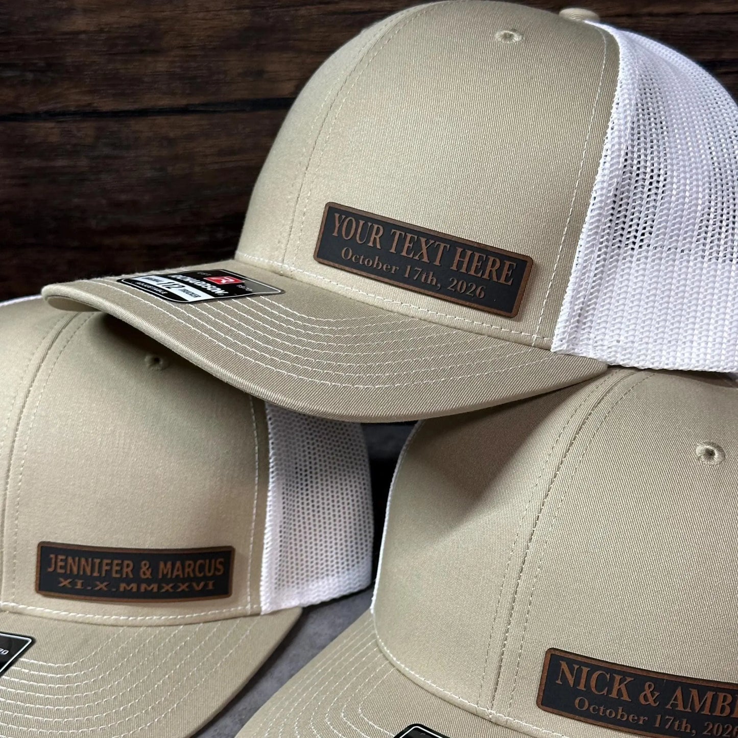 Personalized Wedding Side Patch Hats | Custom Couple Name Trucker Cap