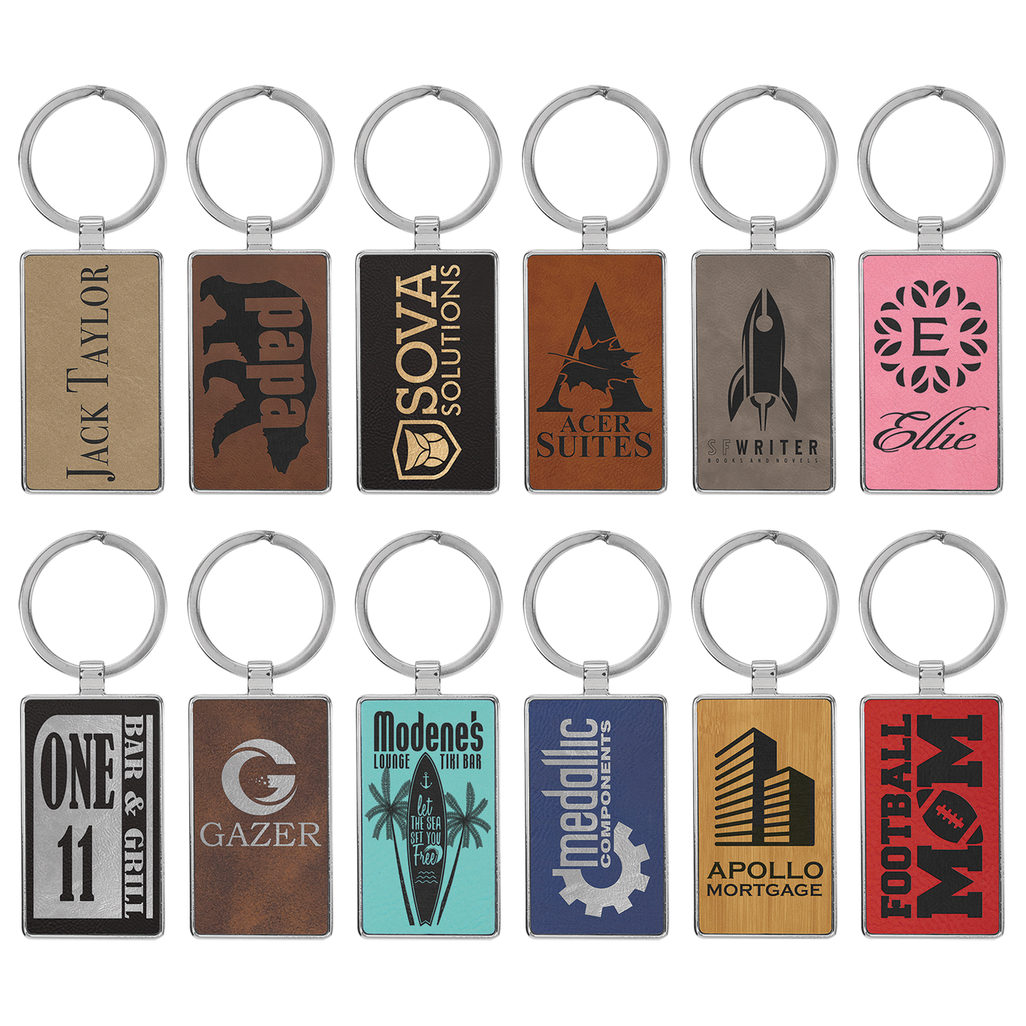 Rectangle Leather Keychains