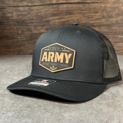 Army Leather Patch Hat, Richardson 112 Trucker Hat