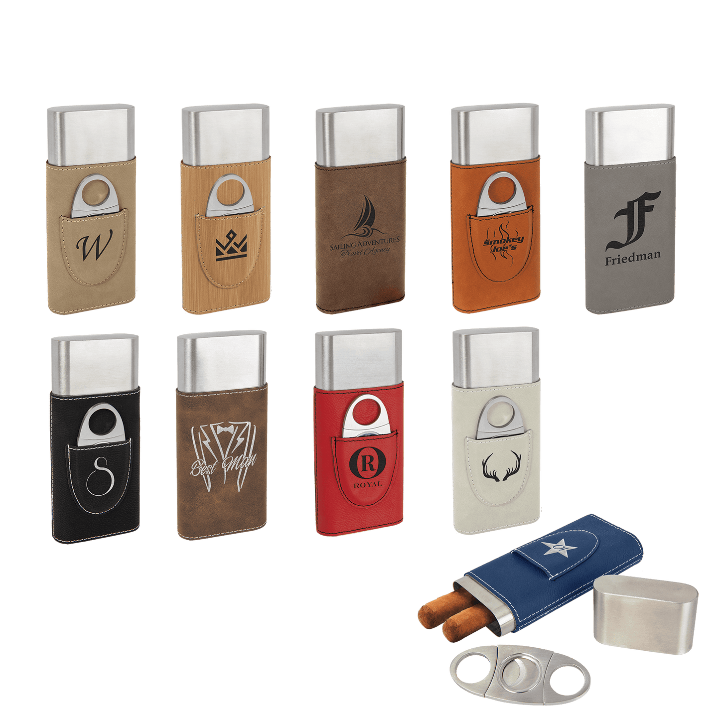 Leather Cigar Case with Cutter
