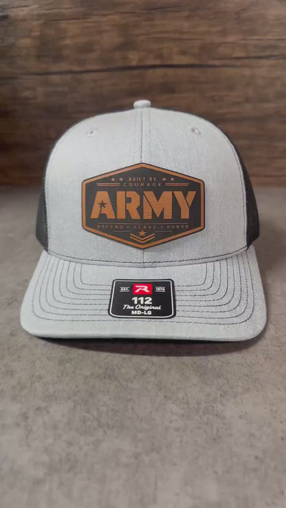 Army Leather Patch Hat, Richardson 112 Trucker Hat