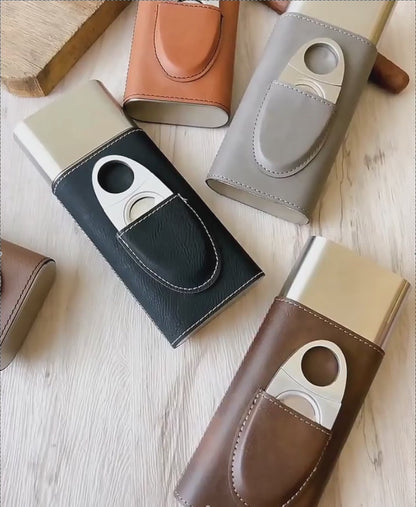 Leather Cigar Case with Cutter